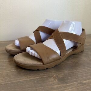 Yuu‎ Womens 9M Tan Hermina Slip On Strappy Comfort Sandals Shiraz